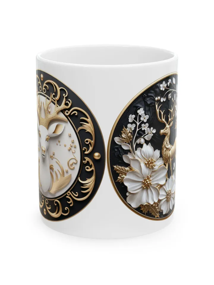 Elegant Floral and Deer Design Ceramic Mug - Perfect Gift for Nature Lovers | Coffee Lovers | Housewarming | Birthdays
