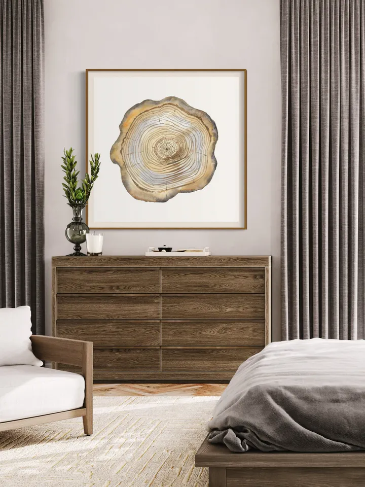 Tree Stump Print Tree Ring Watercolor Wall Art Wood Cut Art Forest Decor Tree Ring Painting Scandinavian Print Minimalist Poster Watercolor