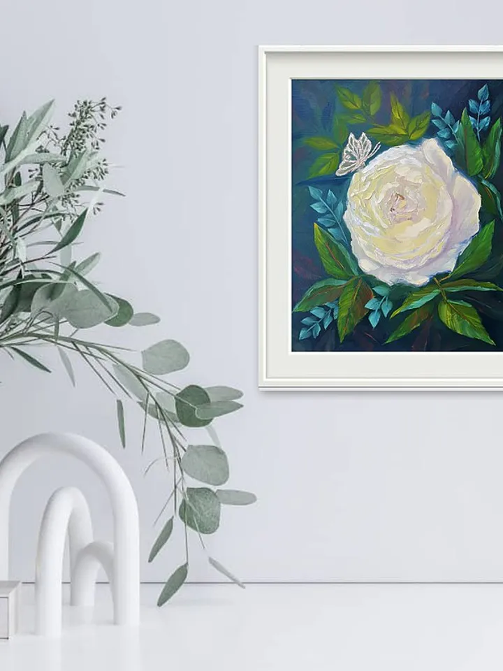 Rose Painting Butterfly Original Art Flower Wall Art Floral Canvas Oil Painting