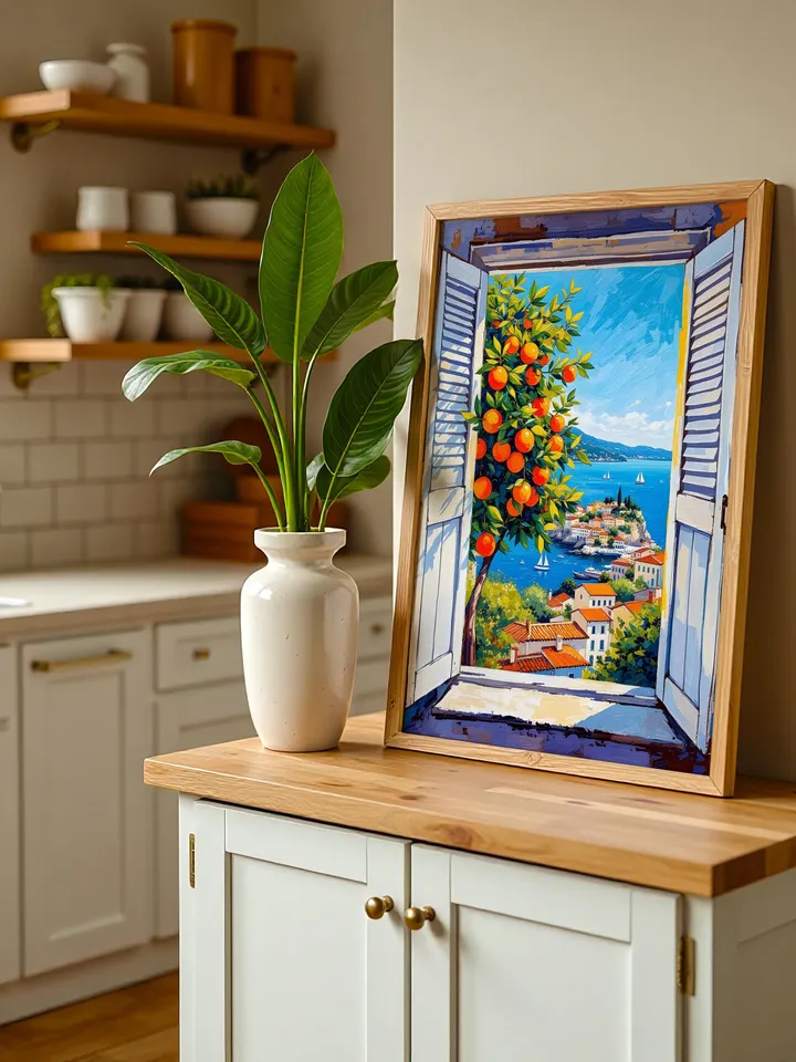 Henri Matisse Inspired Open Window Print Fauvism Coastal Scene Orange Tree Boats Mediterranean View Digital Wall Art Instant Download HMS4