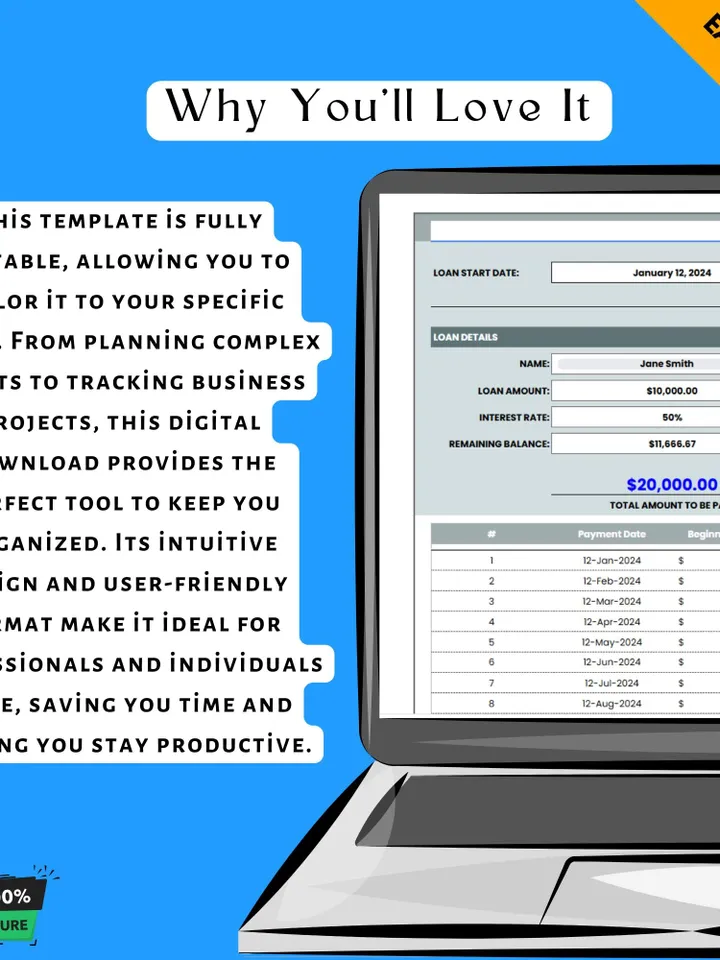 Finance Loan Performance Tracking Template, Editable Google Sheets Digital Download, Loan Repayment Tracker, Easy-to-Use Financial Tool