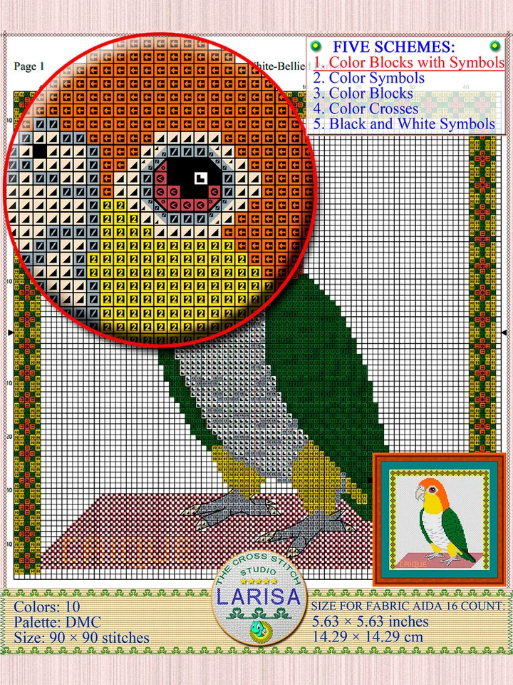 Caique Cross Stitch Pattern | Caique Parrot