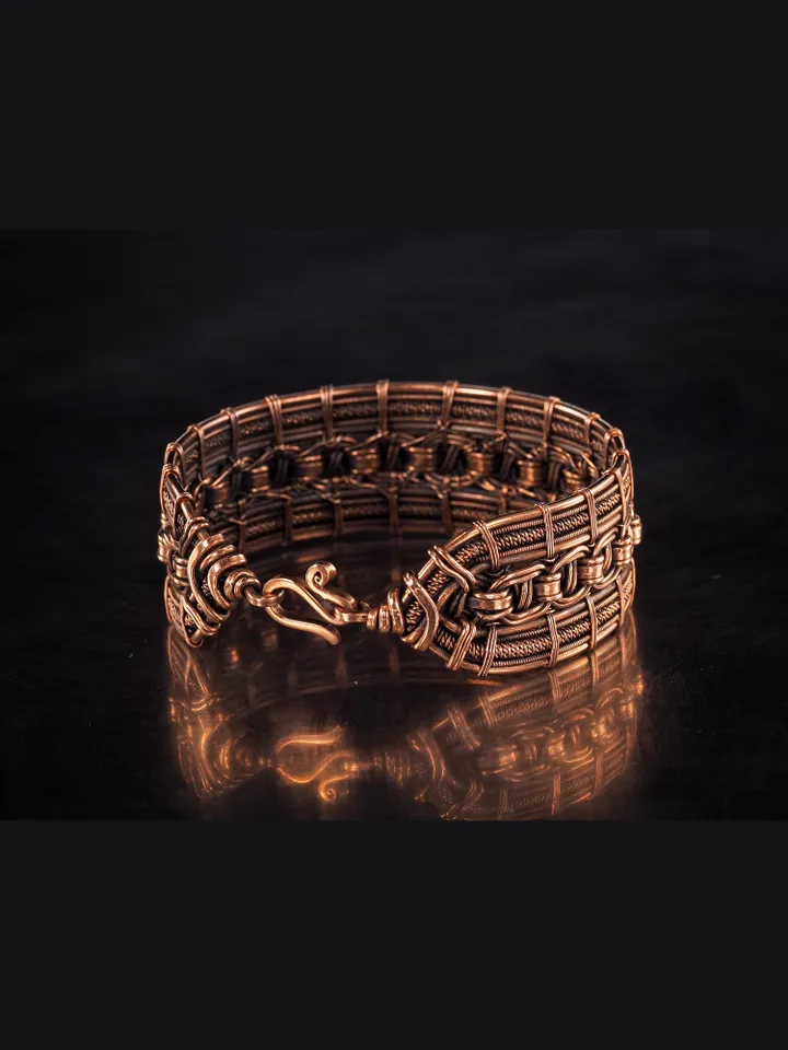 Handmade copper bracelet Unique wire wrapped metal bangle Antique style jewelry