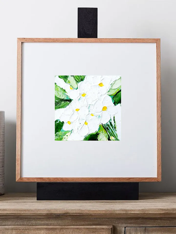 Hydrangea Painting Flower Original Art Impasto Oil Painting 4x4 painting Floral Small Painting by ArtProkopaloSv
