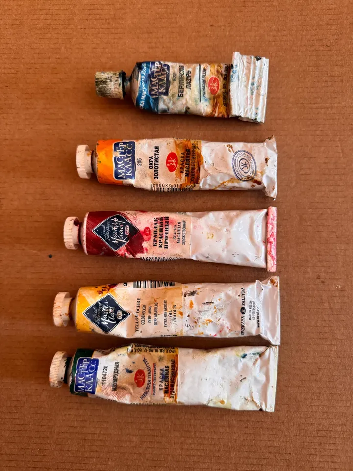 Oil Paints Tubes 46 ml/ 1.55 oz Professional Paints Used Oil Painting Set of 5