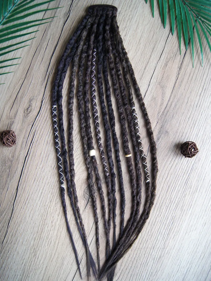 Ponytail Dreadlock Extension Dreadlocks on elastic band Mix brown Dreads Hippie Witchy Pagan Viking Bohemian Boho style