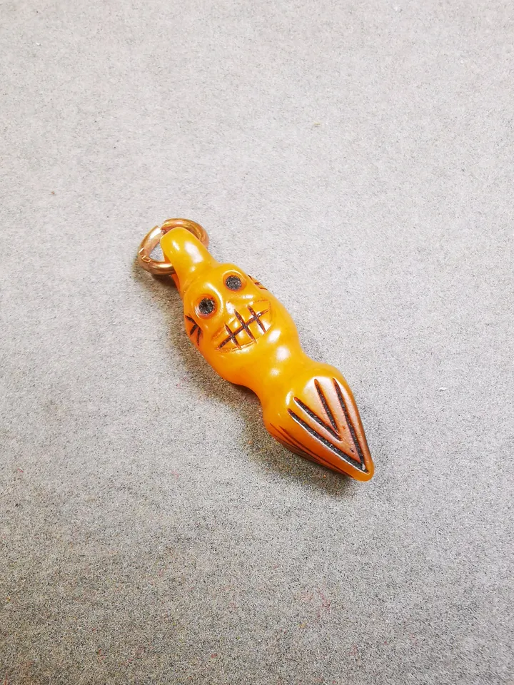 Gandhanra Tibetan Bone Carved Phurba Amulet, Ritual Implement Pendant