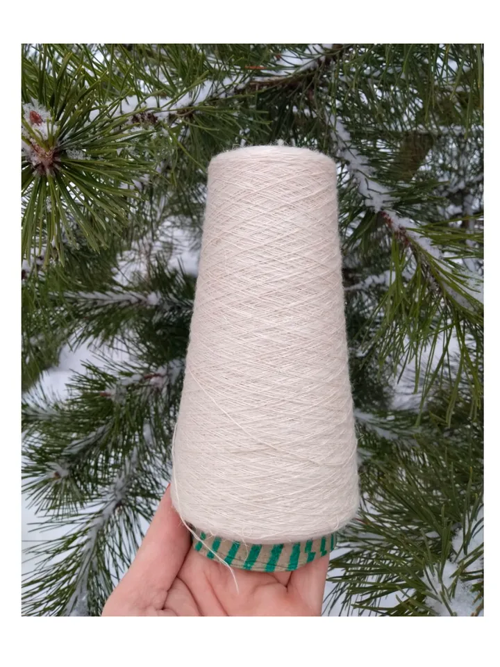 Goat down with silk. 100% Natural , Ecologically clean yarns. White