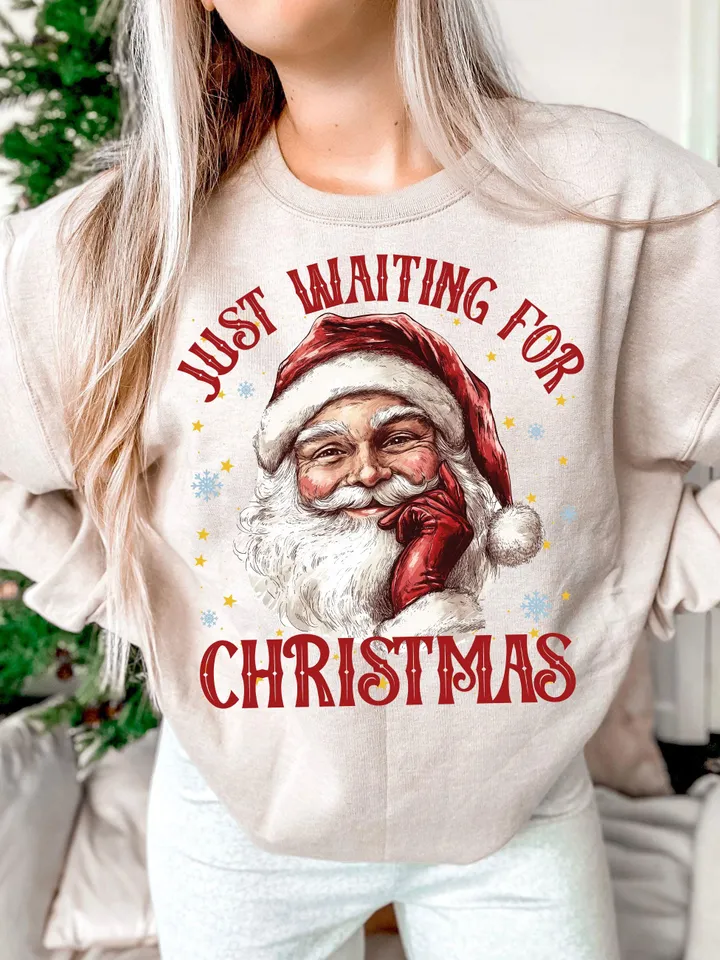 Waiting For Christmas png, Retro Christmas png, Vintage Santa png, Christmas png, Santa Claus png, Merry Christmas png, Santa Sublimation
