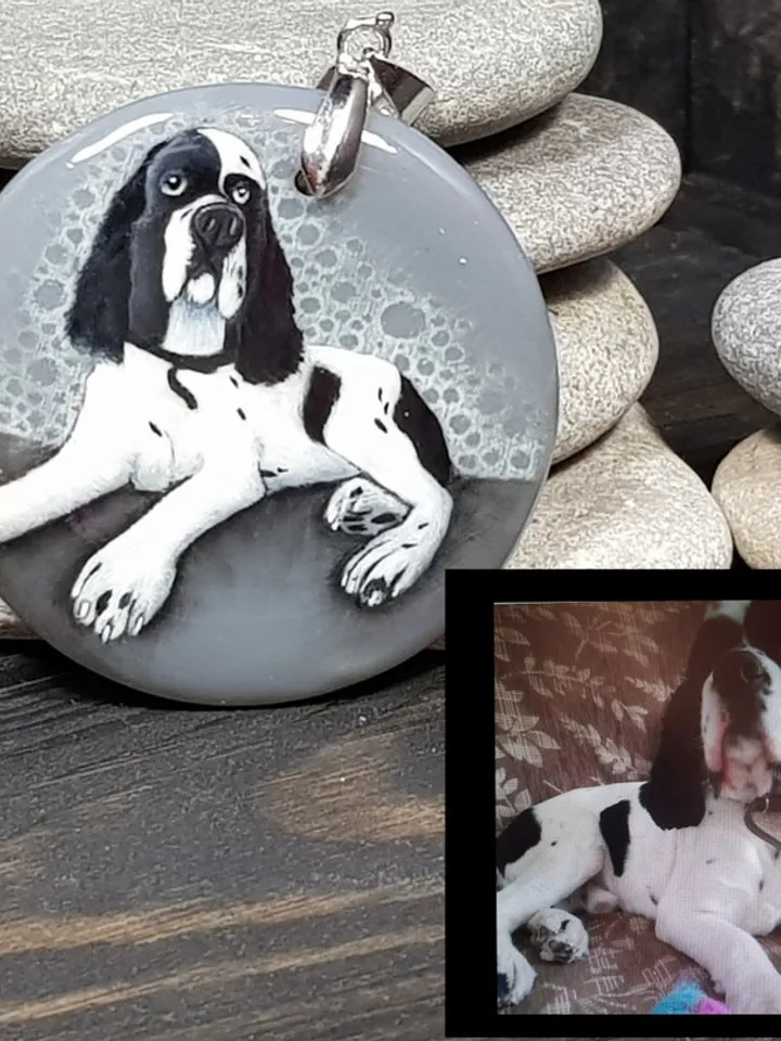 Customized Gift Oil painting on stone based on your pet photo. Dogs or cats.