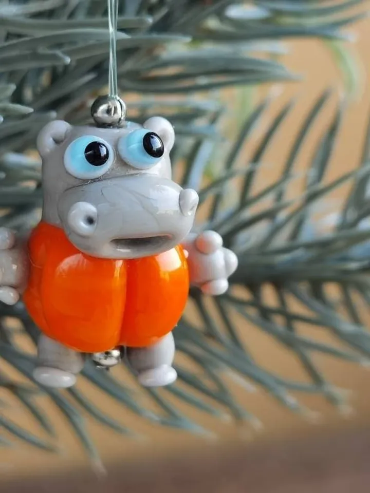 Hippo gifts Hippo ornament Hippo miniature Hippo figurine Hippo art Hippo Christmas Hippopotamus statues Begemoth figurine Glass hippo