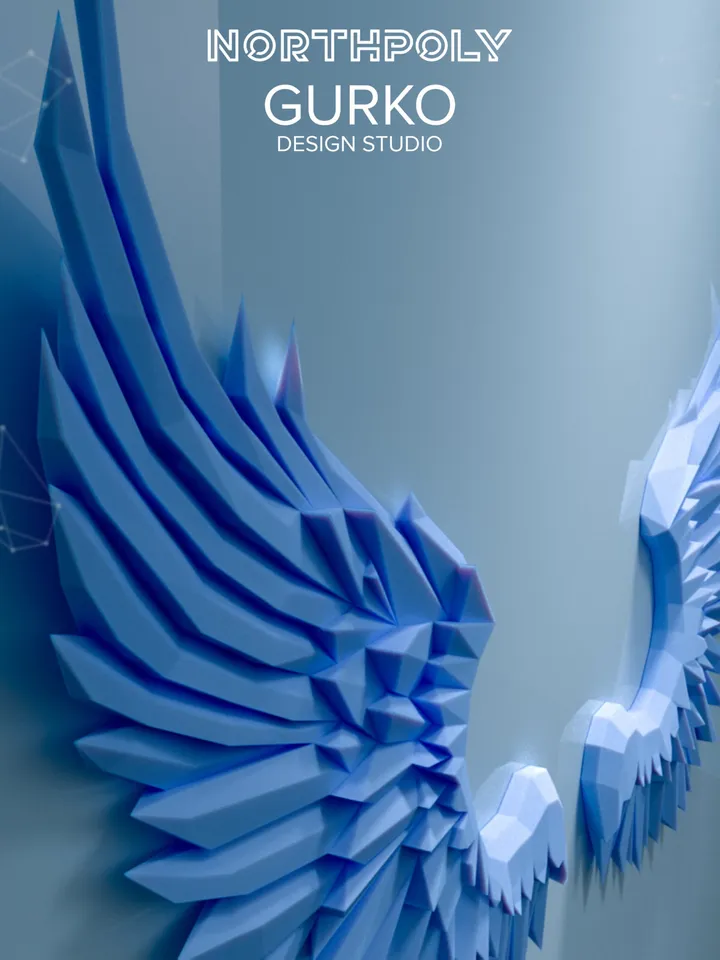 Angel Wings Papercraft, Digital Template, PDF Download, Gurko, Trophy, 3D Low Poly, Pepakura, DIY Origami, Paper Party Decoration, DIY Gift