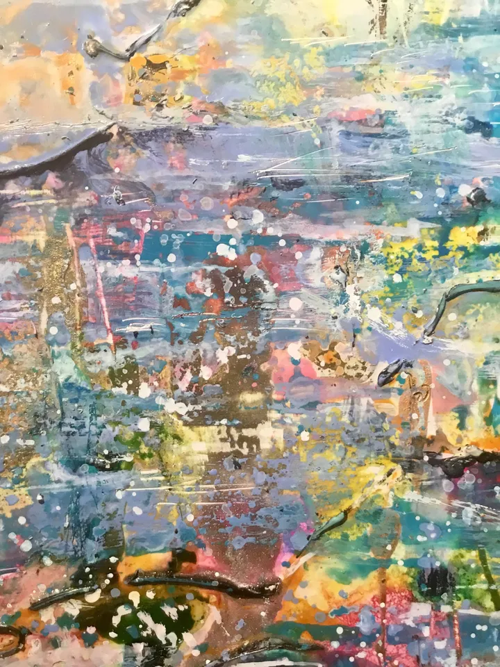Abstract aquarium original mix media artwork on yupo paper,abstract wall art,unique handmade painting home decoration or gift.