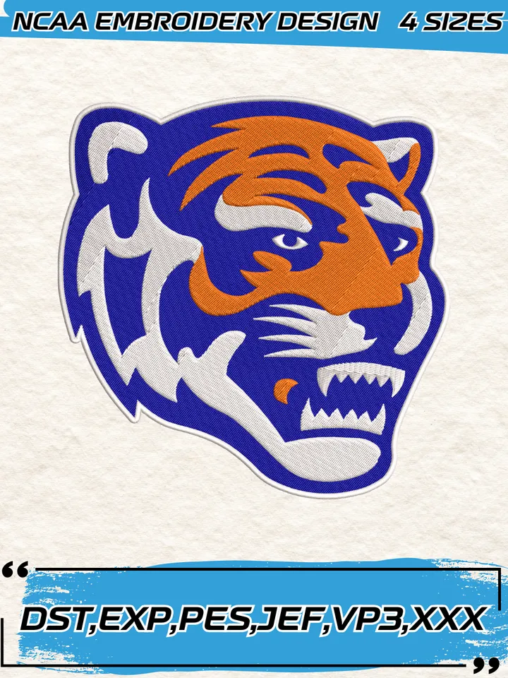 Memphis Tigers Embroidery Designs,NCAA Logo Embroidery Design,Machine Embroidery Design File,4 Sizes, Digital Download