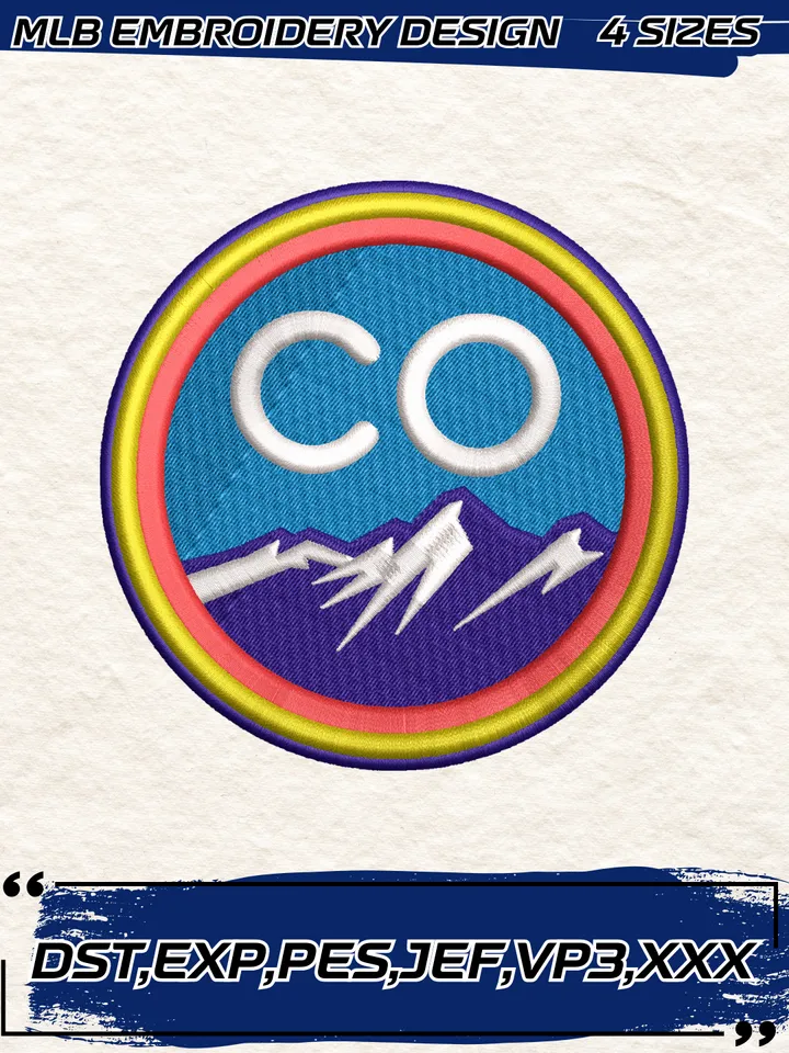 Colorado Rockies Cap Logo Embroidery Design,MLB Embroidery Design,Machine Embroidery Design File,4 Sizes, Digital Download