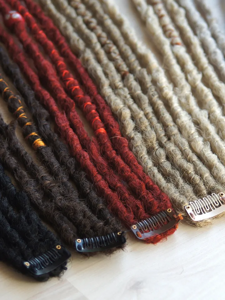 Clip In 4 Dreadlock Extensions Crochet dreads Custom Synthetic Hair Boho Hair Wraps Beads