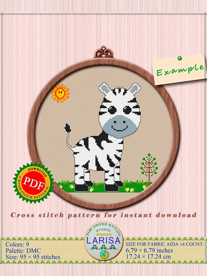 Zebra Cross Stitch Pattern | Cute Zebra Baby Pattern