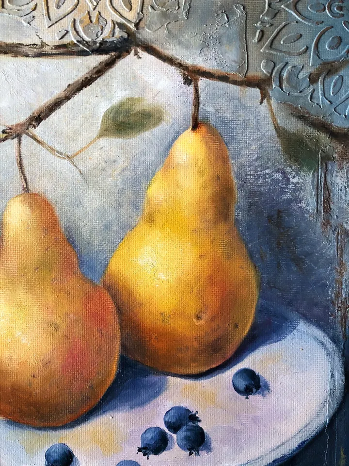 Fruits Original Painting Pears Oil Wall Art Still life Fruits Art