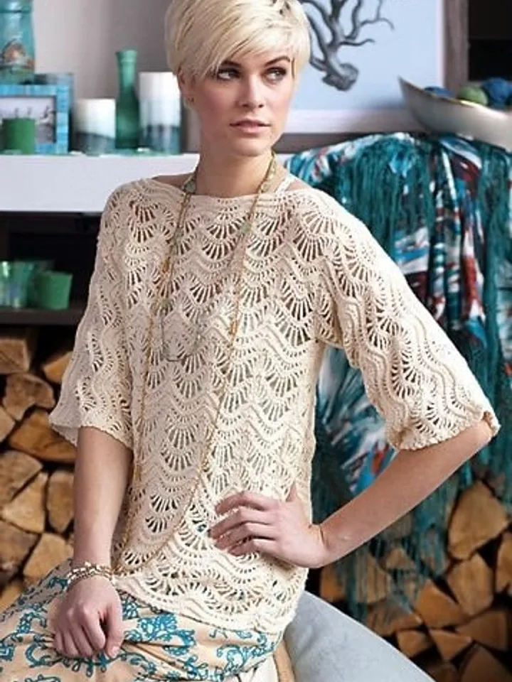 Lace sweater crochet, summer sweater crochet, women sweater pattern PDF