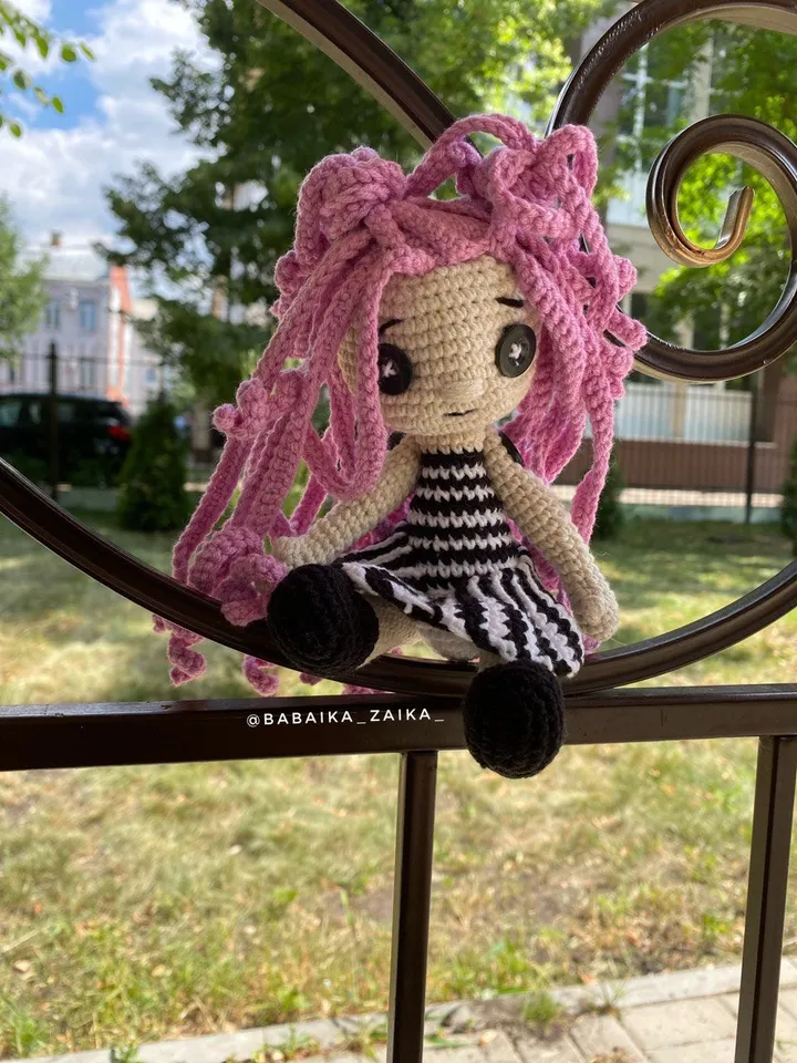 PDF Gothic Doll Crochet Pattern - PDF Amigurumi Pattern, Voodoo Doll, Halloween Cute Small Doll, Witch Doll Handmade, Crochet Creepy Toy