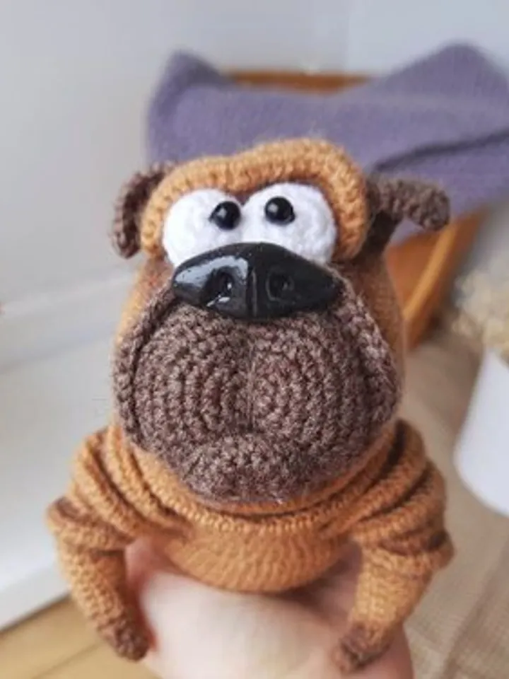 Stuffed pug interior toy. Beige Pug in Cute Pumpkin Costume. Personalized Costume for Toy