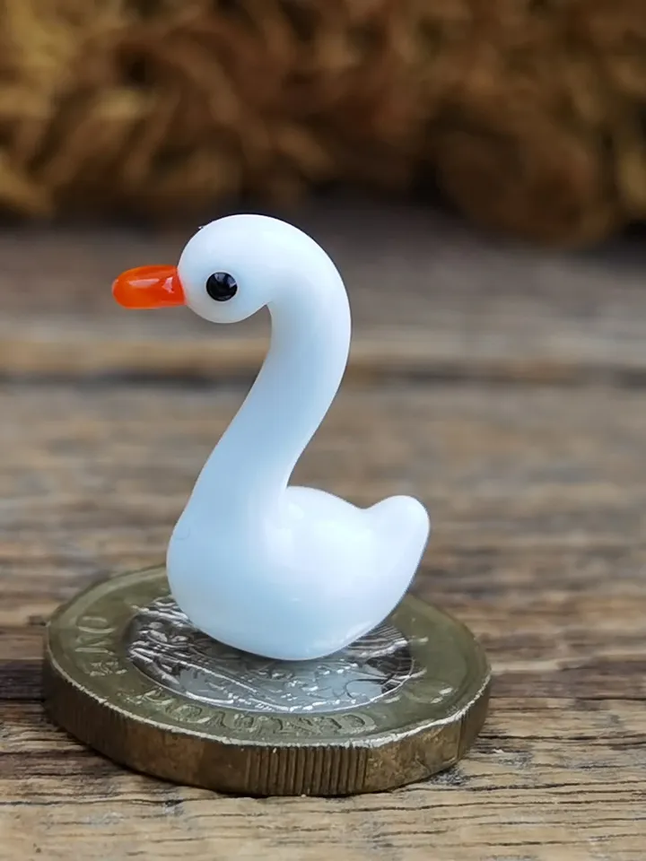 Glass figurines Swan bird figurine Glass swan figurine Tiny swan Miniature swan Tiny glass animals Glass birds Dollhouse Aquarium decoration