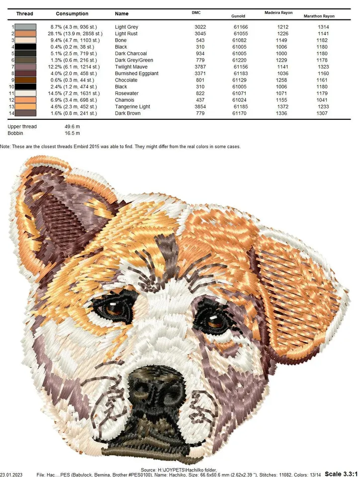 Hachiko brooch Miniature realistic machine embroidery design Pet dog realistic pattern puppy embroidery motif