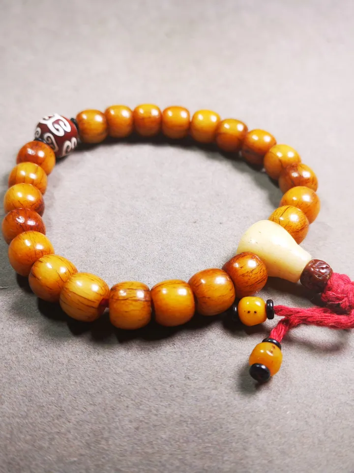 Gandhanra Handmade Tibetan Yak Bone Wrist Mala Bracelet,23 Prayer Beads Bracelet for Men