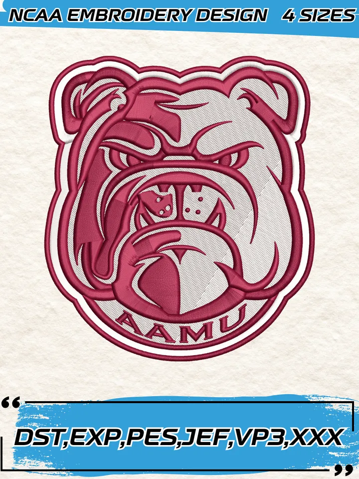 Alabama A&M Bulldogs Logos Embroidery Designs,NCAA Logo Embroidery Design,Machine Embroidery Design File,4 Sizes, Digital Download