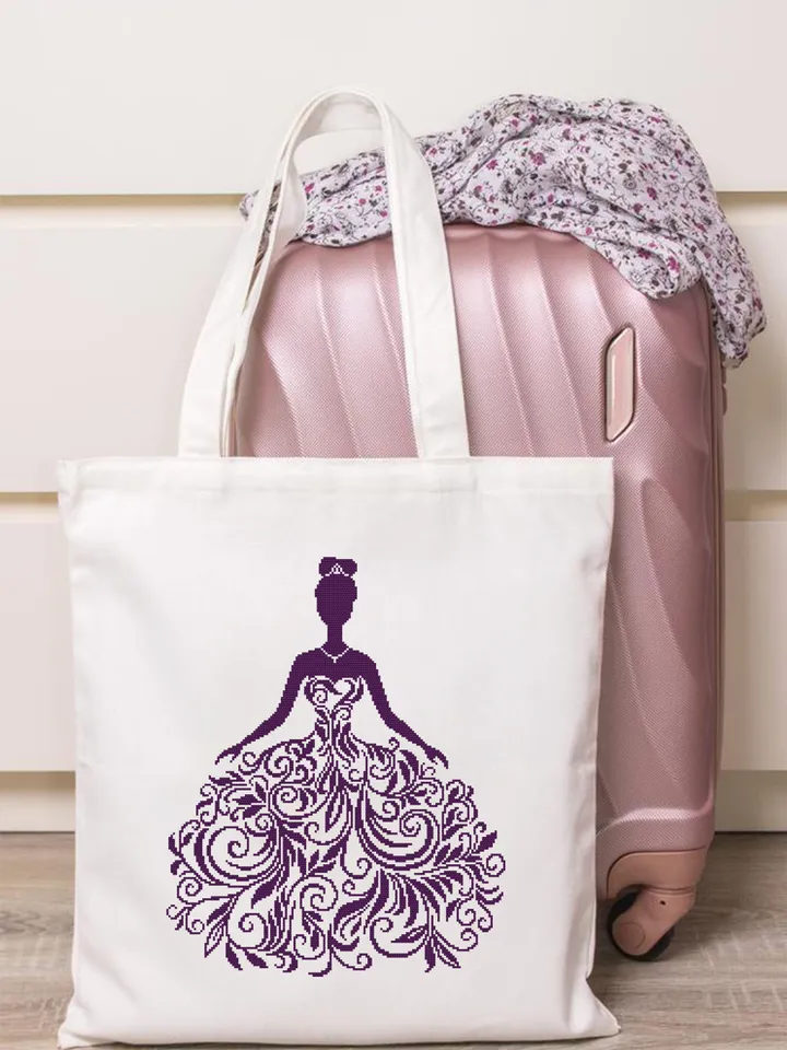 Wedding Dress cross stitch pattern download PDF Silhouette bride cross stitch chart, Monochrome cross stitch mandala dress, Home decor #M193