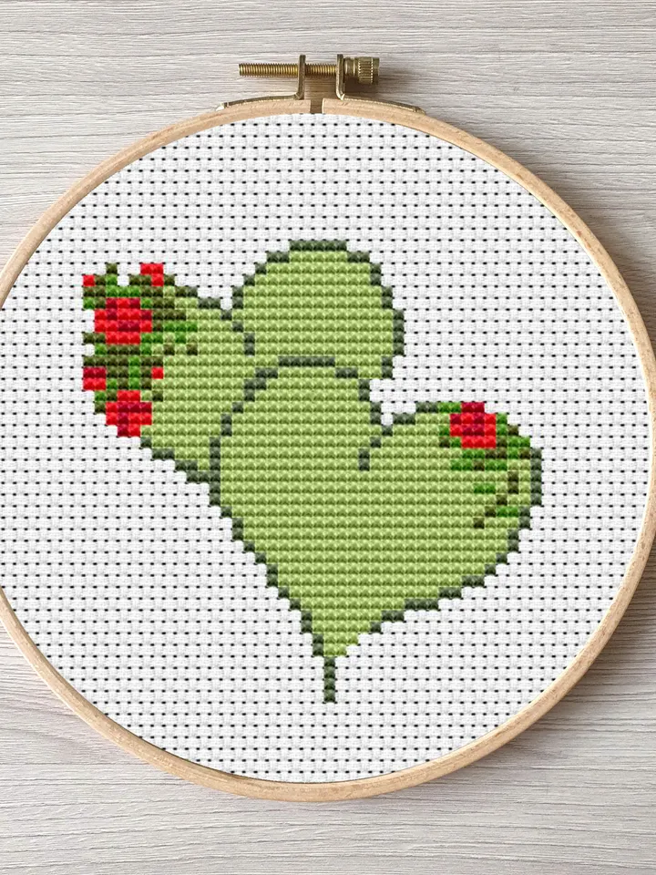 Two hearts pattern pdf cross stitch, Easy embroidery DIY, small pattern for Valentine's Day