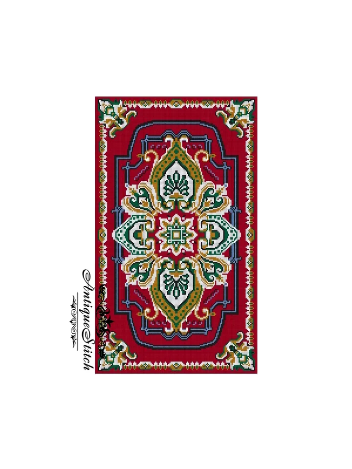 Carpet 07 Antique Needlepoint Rug Cross Stitch Pattern PDF