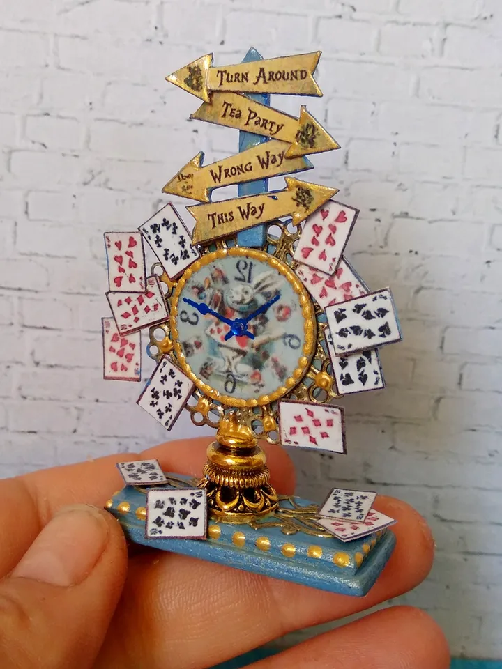 Doll clock in the style of Alice. Imitation.1:12 scale.