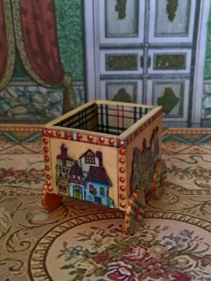 Trolley for dollhouse. Doll toy.The cart for the doll house.1:12 scale.