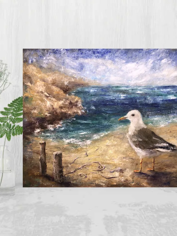 Seagull Painting Beach Oil Painting Seascape Painting Original Sea Painting Coastal Wall art
