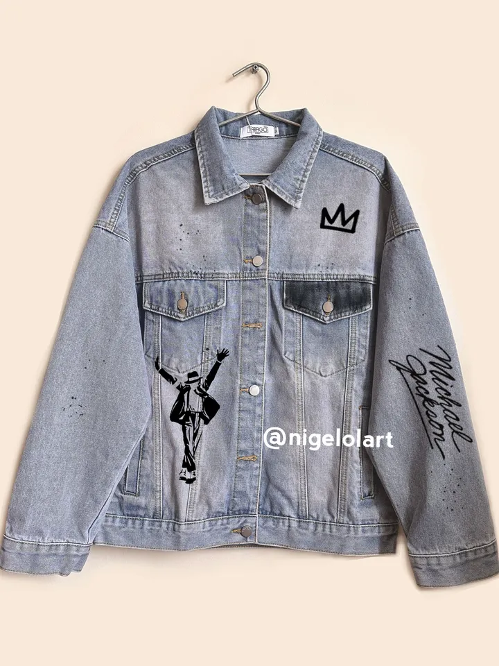 Michael Jackson Thriller Painted denim jacket Custom jacket Personalized order portrait from photo