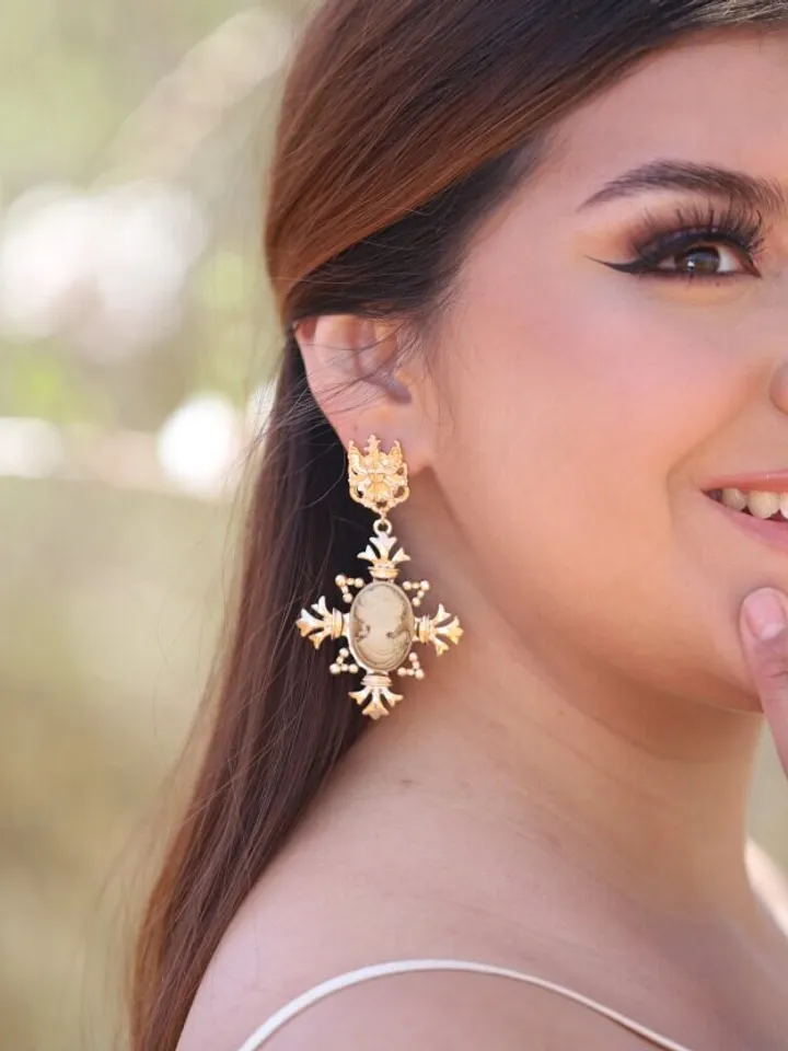 Boho Wedding Earrings, Cross Baroque Bridal Earrings, Chandelier Statement Wedding Earrings, Statement Wedding Jewelry, Jewellery, Gift