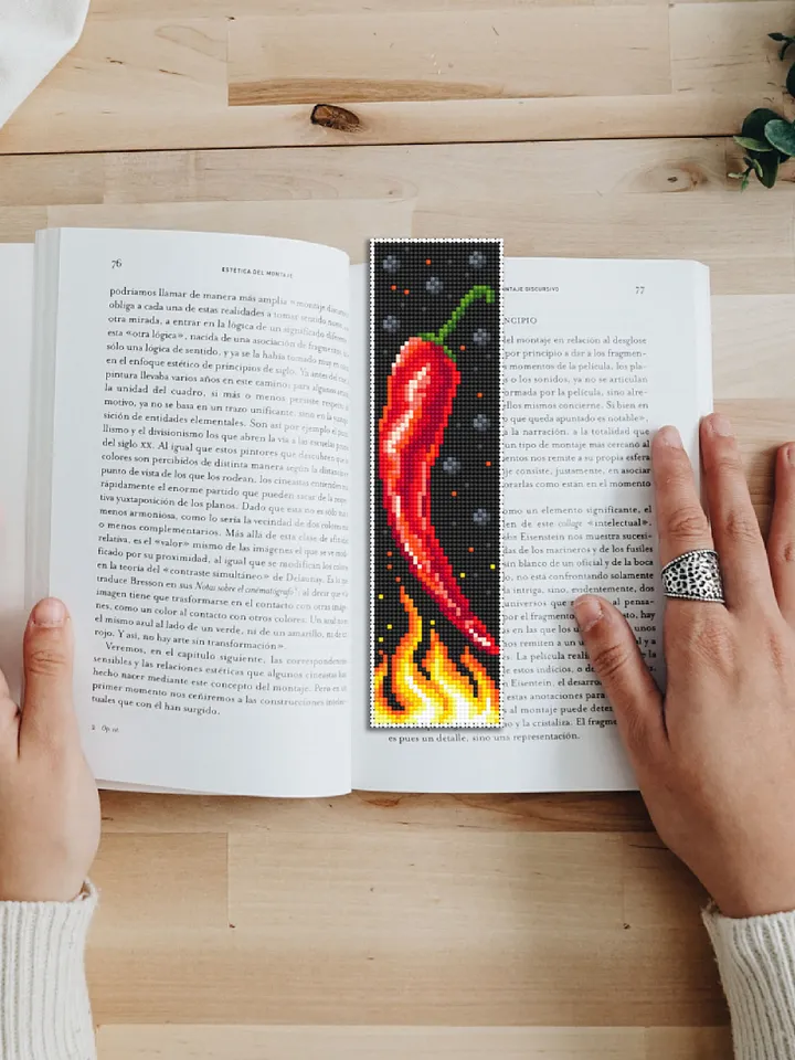 Funny bookmark cross stitch pattern download PDF Hot chili pepper cross stitch chart, Digital bookmark pattern PDF, Kitchen embroidery #B148