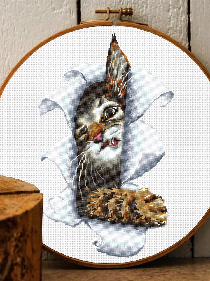 Funny cat cross stitch pattern download PDF Animal cross stitch chart, Cute kitten embroidery PDF, Easy cross stitch Gift for cat lover #K10