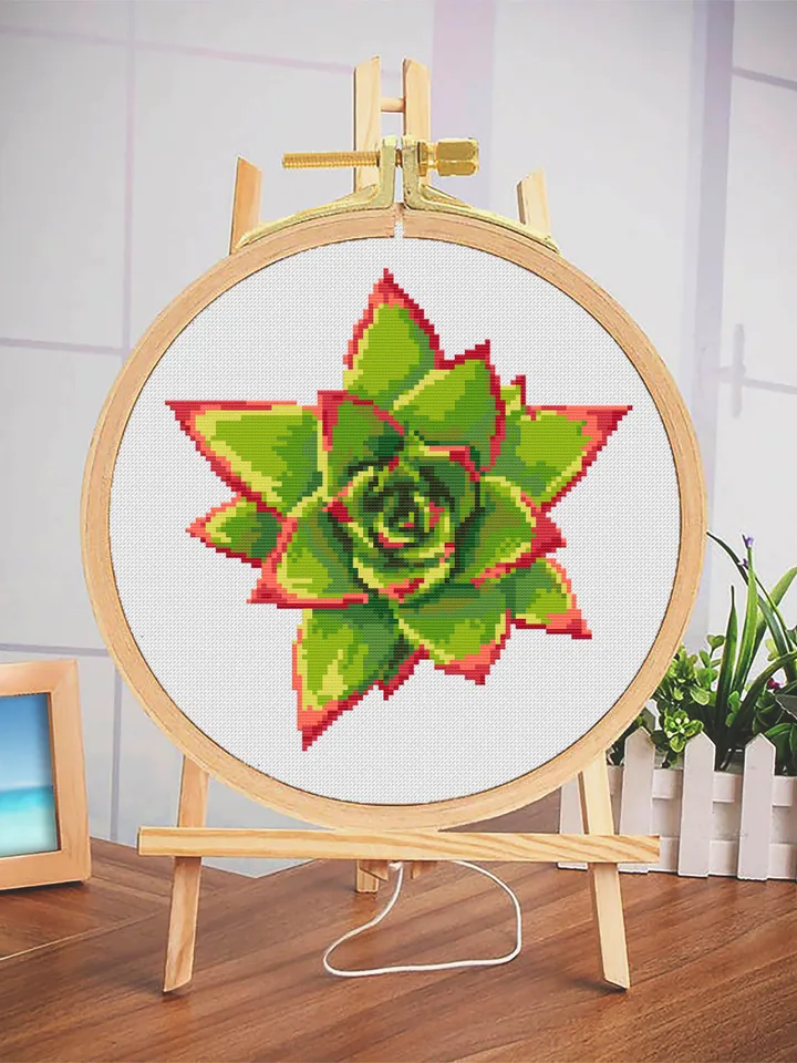 Succulent plant cross stitch pattern download PDF, Awesome floral cross stitch chart, Flower cross stitch, Plant pattern digital PDF #P27