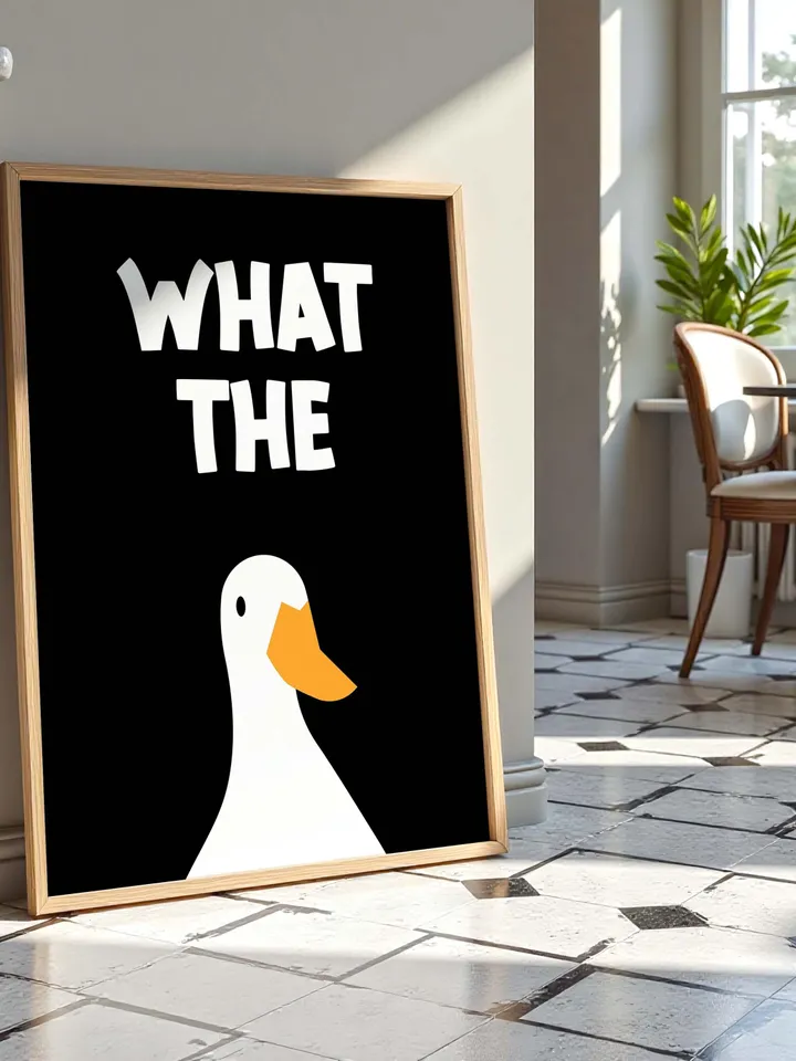 What the Duck Poster Funny Bathroom Wall Art Printable Duck Quote Digital Humor Sign Quirky Toilet Decor Instant Download Digital black