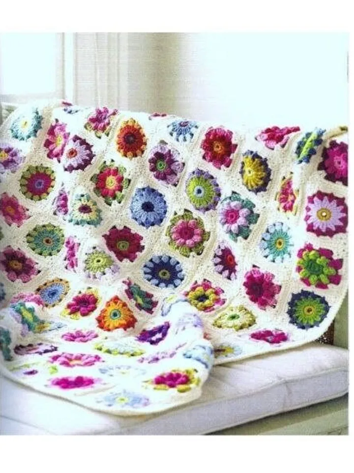 Daisy crochet blanket, granny square crochet blanket , flower crochet blanket pdf