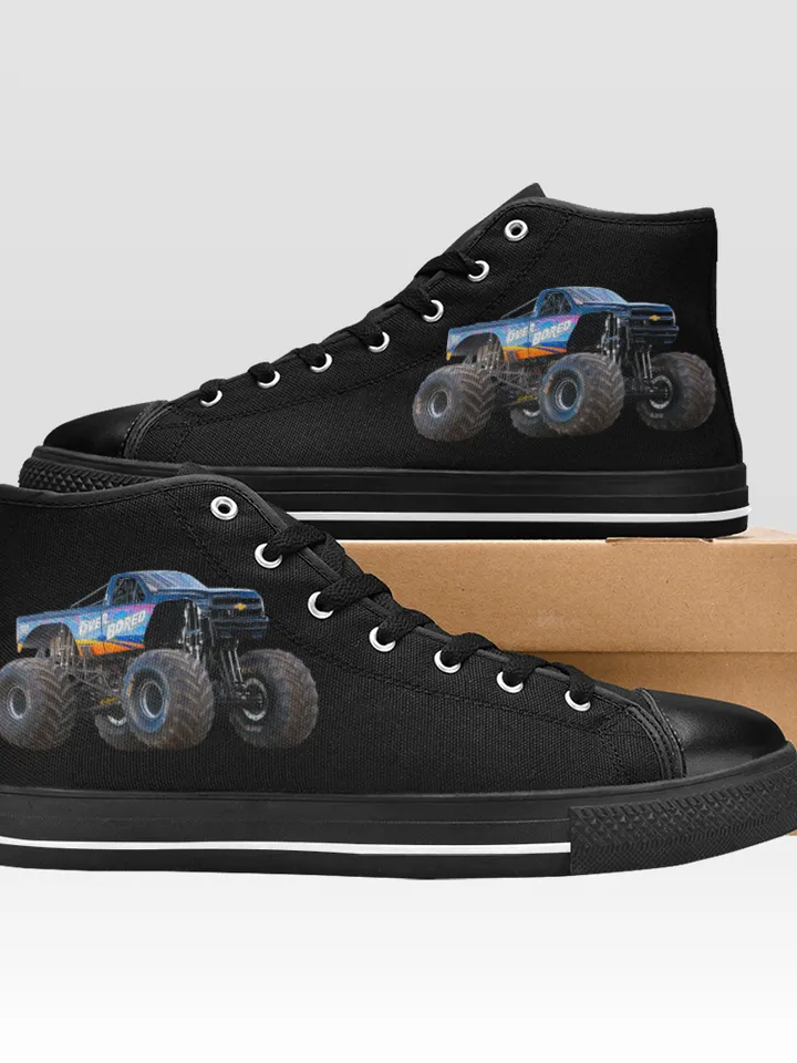 Monster Truck Shoes, High-Top Sneakers, Handmade Footwear