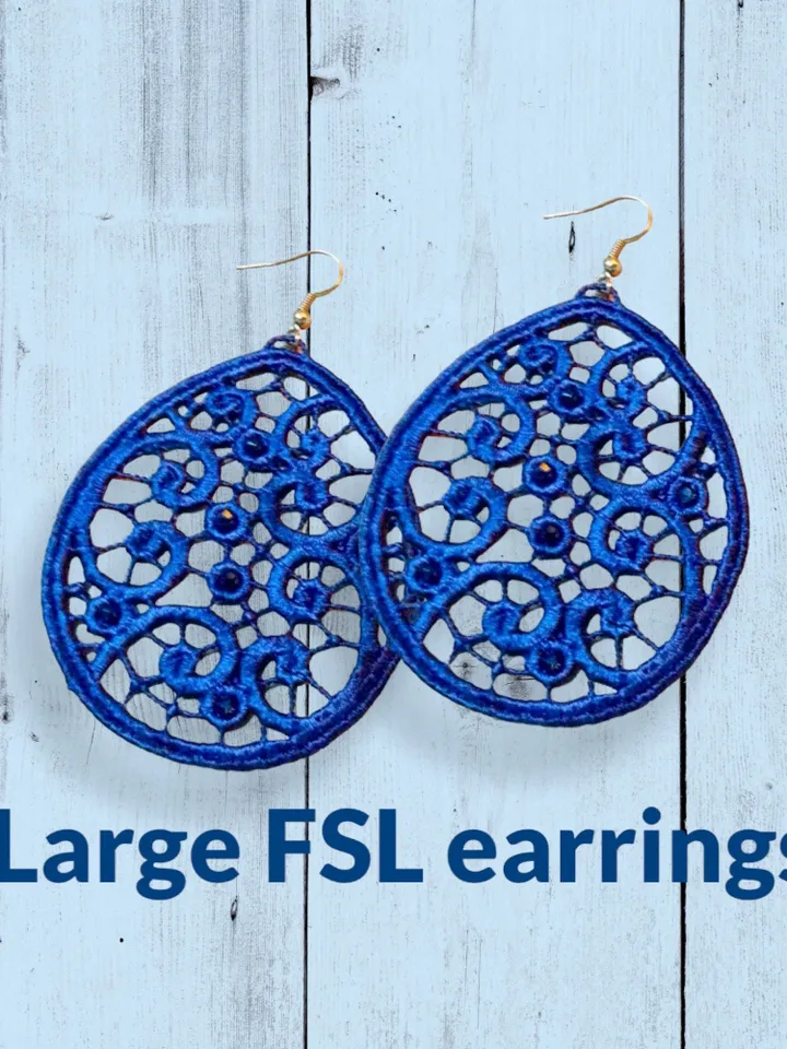 Lage Free Standing Lace Earrings machine embroidery design FSL pattern digital embroidery design jewerly embroidery motif