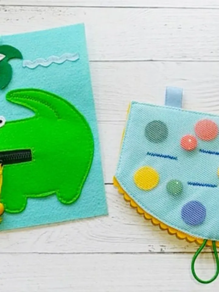 Quiet book Pattern Whale and Crocodile, Felt book pattern pdf, Soft sensory book template, Busy book sewing ideas for kids 2, 3, 4 year old