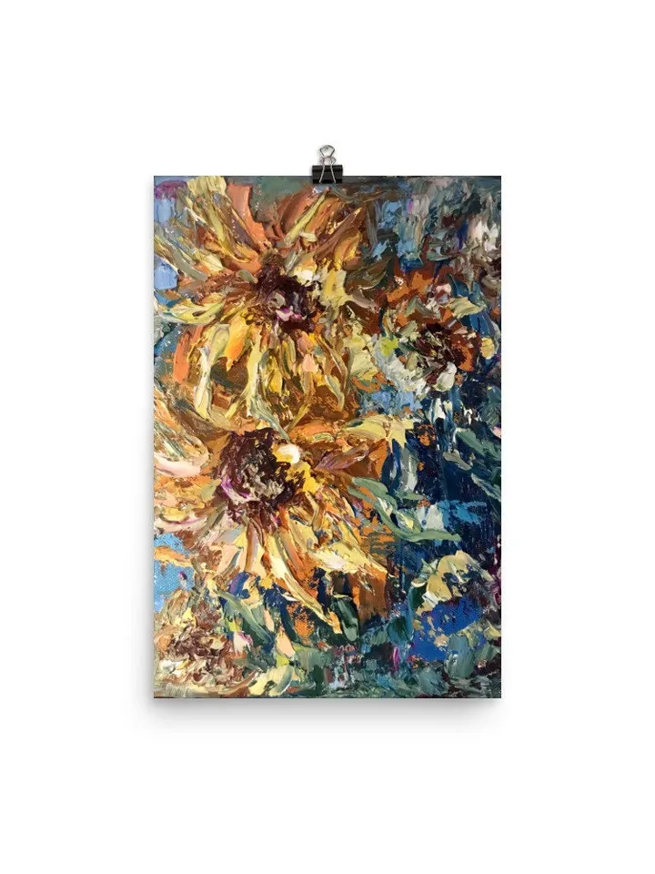 Sunflowers Poster made from my original oil painting ,sunflowers wall decoration,flowers posters .