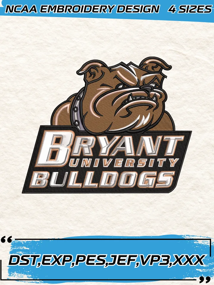 Bryant Bulldogs Logos Embroidery Design,NCAA Logo Embroidery Design,Machine Embroidery Design File,4 Sizes, Digital Download