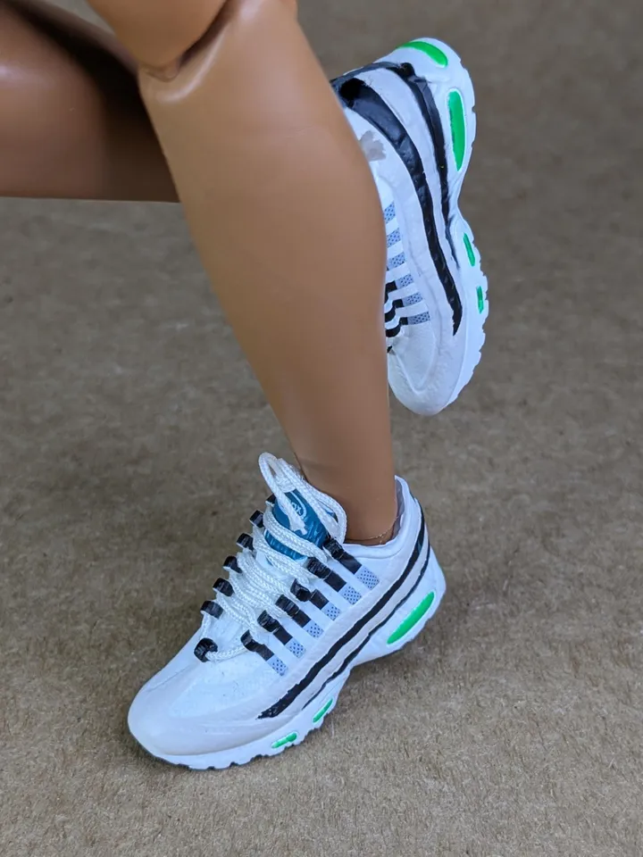 Premium white & blue sneakers for 12 inch male dolls