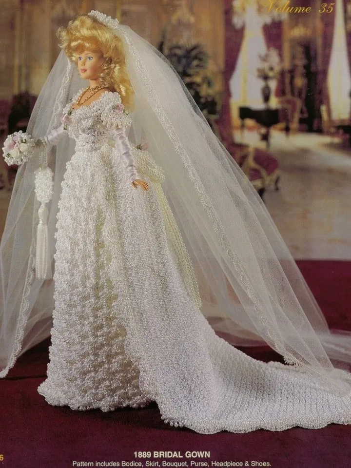 Barbie Dress Crochet Pattern Vintage for Dolls 11-1/2" Digital Download PDF