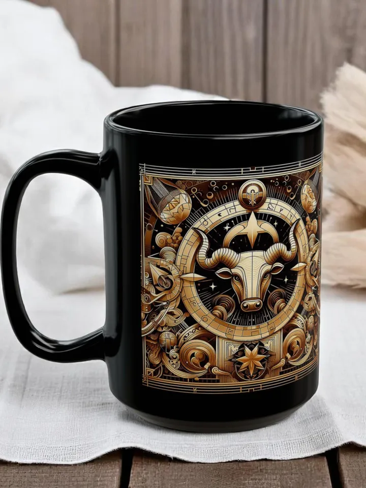 Taurus Ceramic Mug Coffee Lovers Gift, Home Decor, Artisan Mug, Unique Coffee Cup, Intricate Design Mug